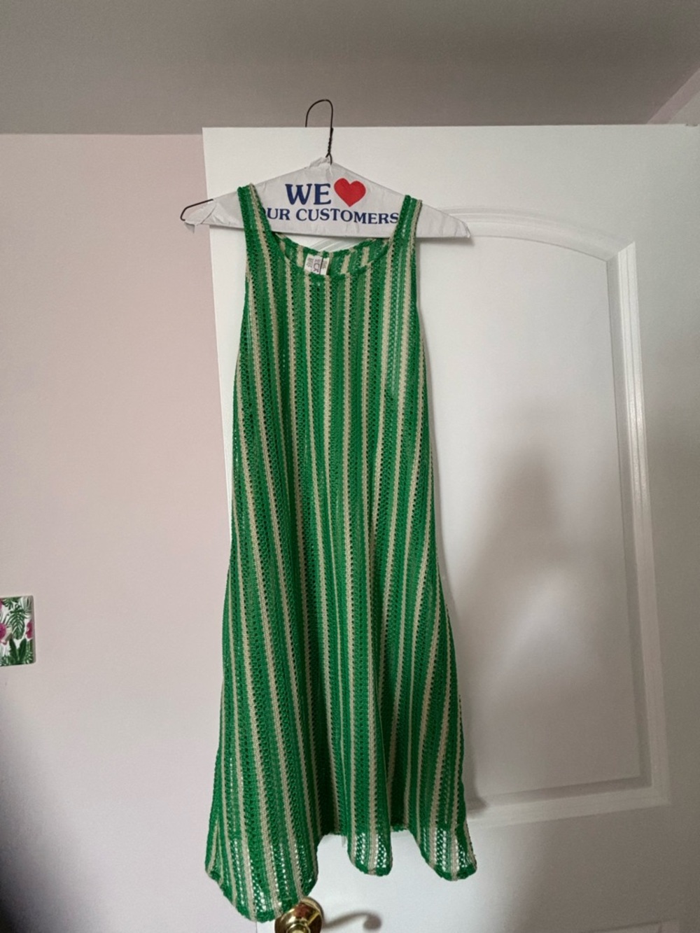 BECCA Green & White Striped Knit Mini Dress